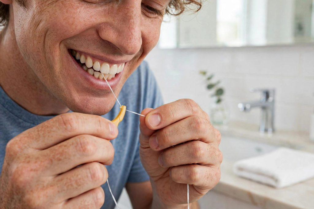 Dental bridge cleaning with a floss threader — Eagle Family Dentistry, Newmarket