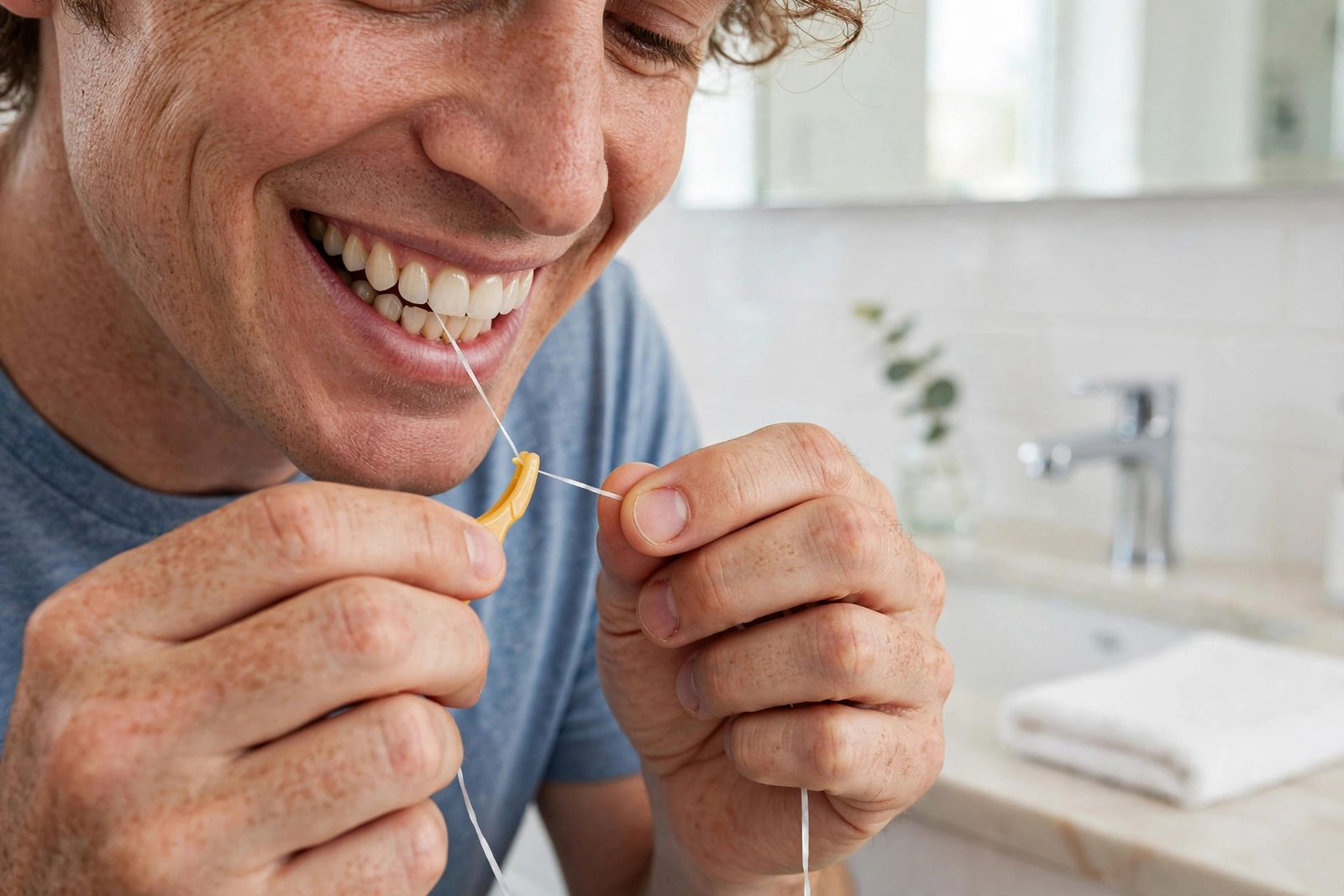 Dental bridge cleaning with a floss threader — Eagle Family Dentistry, Newmarket